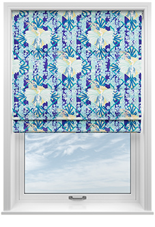 Faded Glamour, China Blue Stripe - Roman Blind